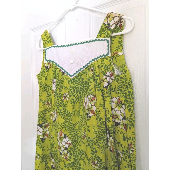 Vtg Sunbabies Hawaiian Lime Green Floral Hibiscus Sleeveless Dress Sz S/M READ - Picture 5 of 9